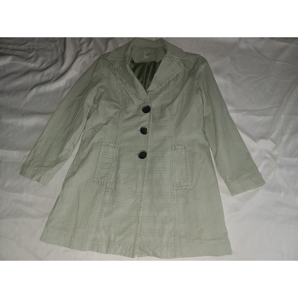J. Jill Womens Sage Green Corduroy Car Coat Jacket Size Medium Lined